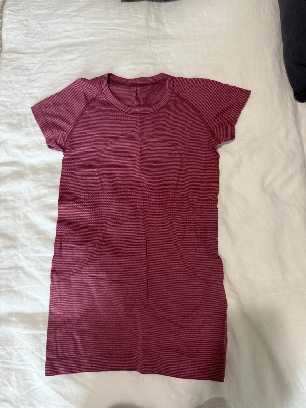 Lululemon Red/Pink Striped Short Sleeve Top